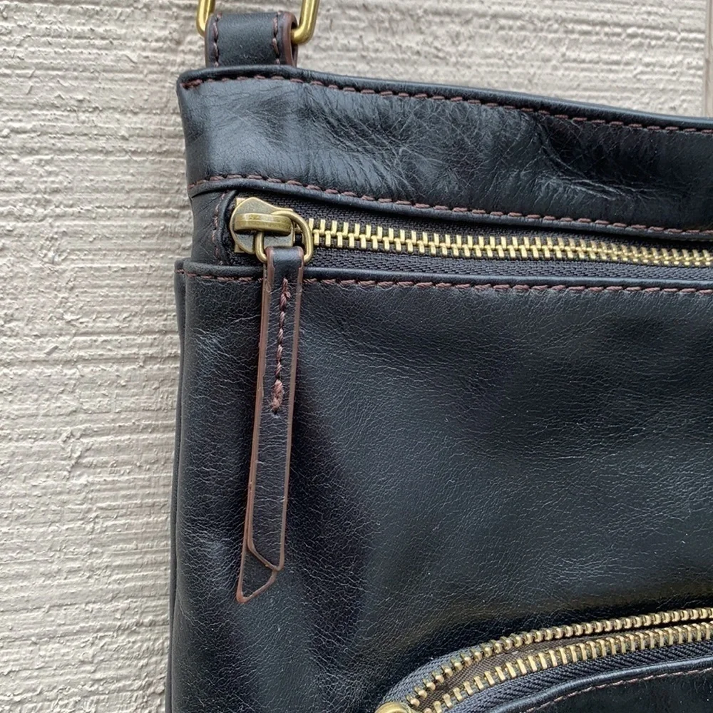 𝅺margot NEW YORK Black Leather and Old English Brass Hobo Bag